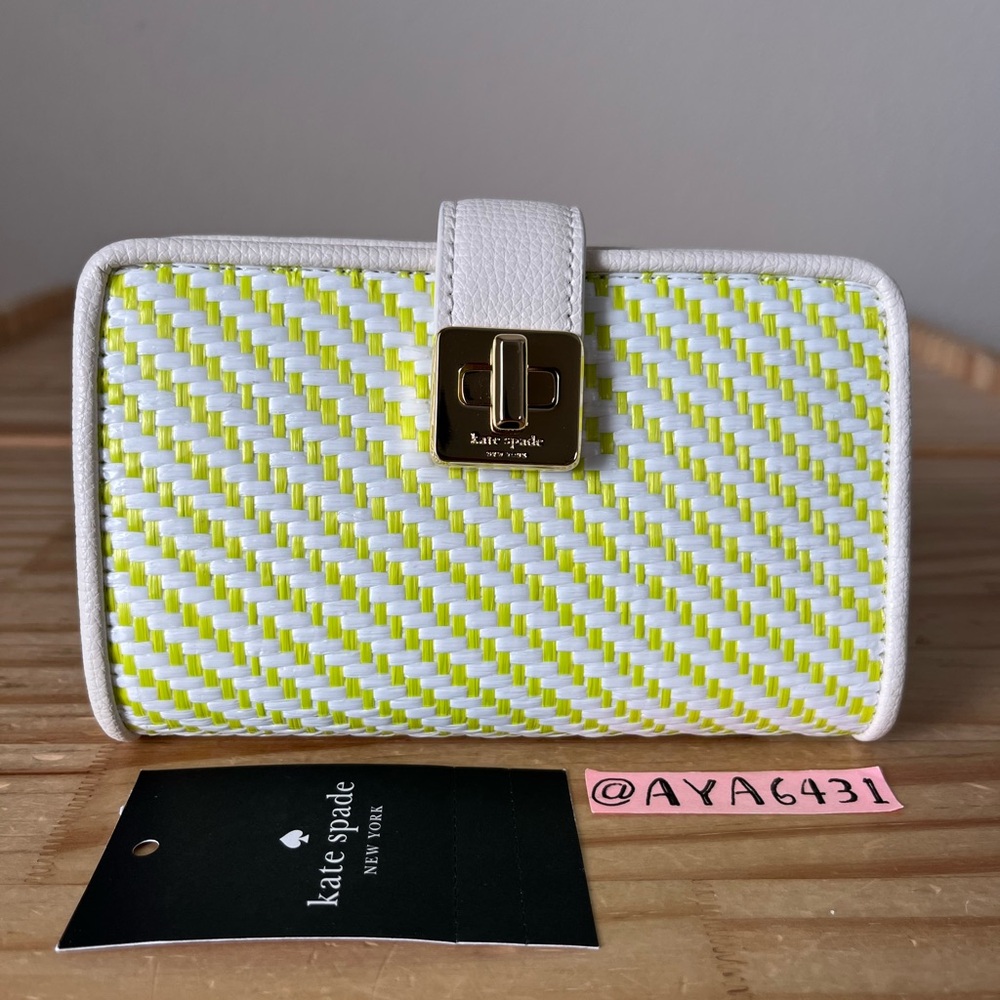 Kate Spade Phoebe Straw Turnlock Medium Wallet🎈🎈